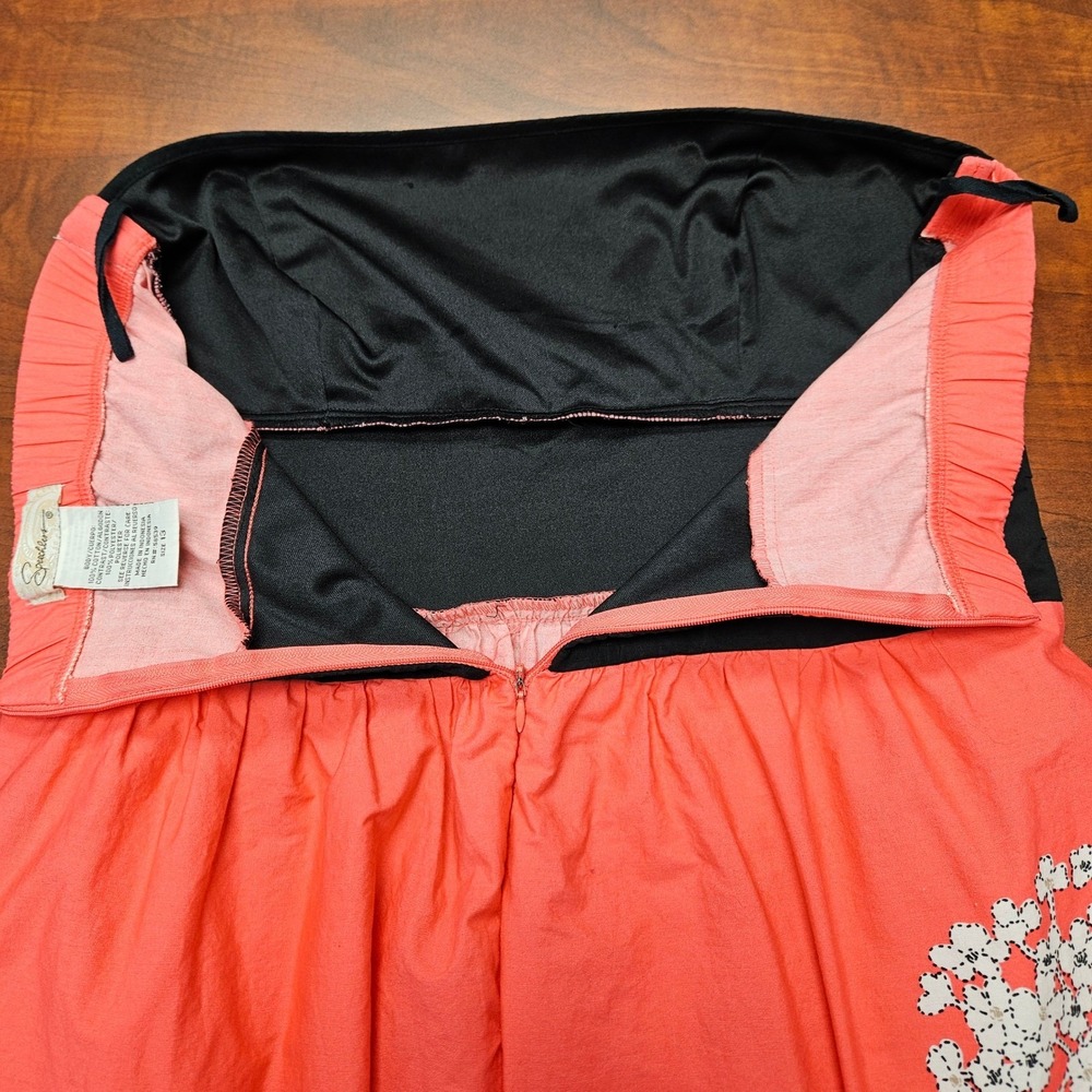Speechless 13 Strapless Coral Dress Black Graphic Floral Print Coquette Prom - Picture 12 of 13